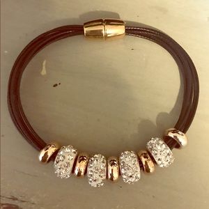 SOLD - Crystal & gold bead multi-strand bracelet NWOT